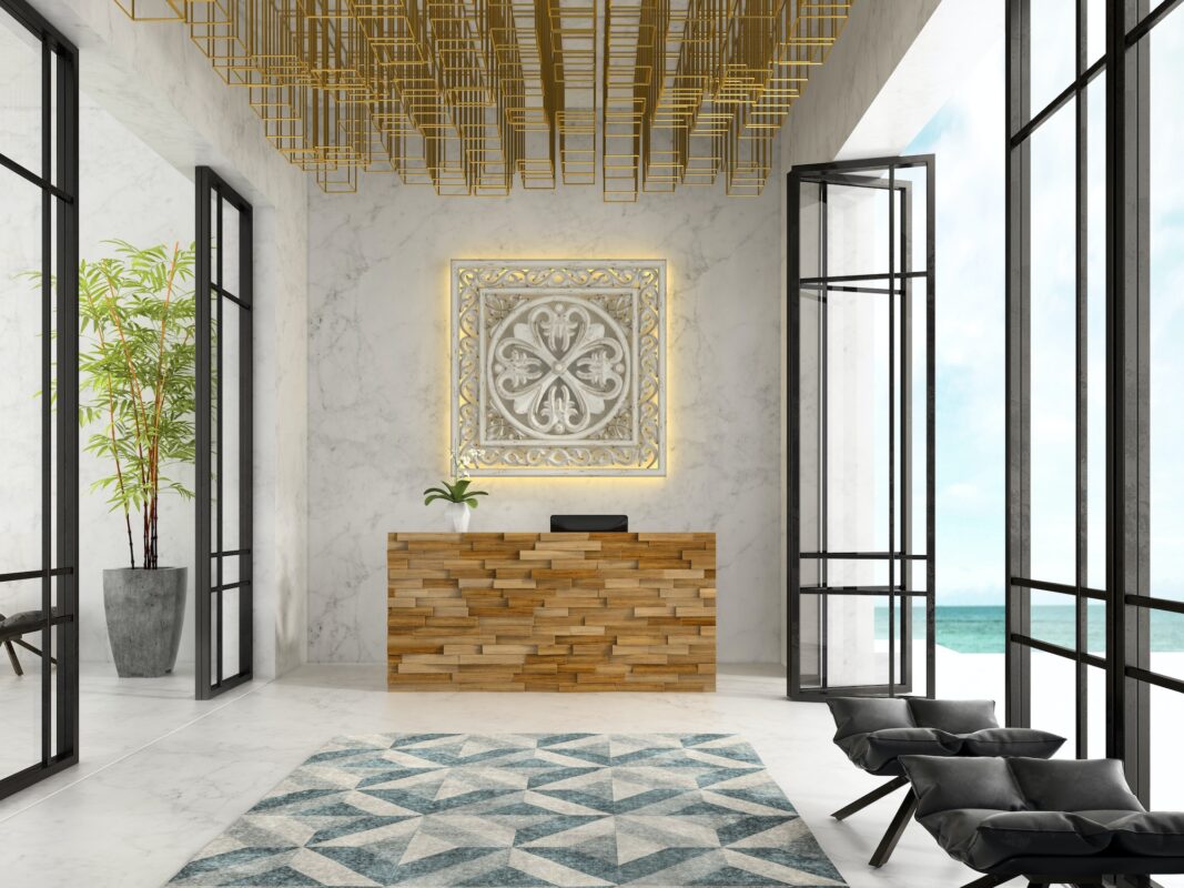 Interior of a hotel spa reception