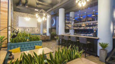Interior of modern urban cafe 
