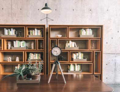 Interior decor bookshelf 